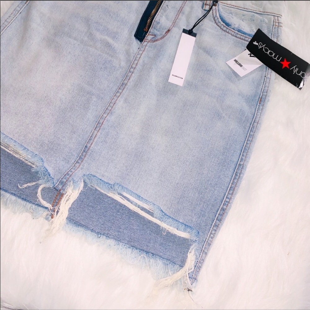 NEW WILLIAM RAST Distressed Denim High-Waist Skirt - Picture 2 of 8